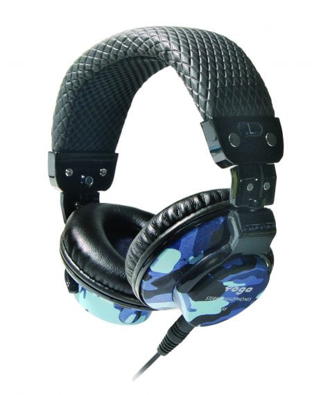 Foldable Closed-Back Headphones with Strong Bass Response. - On-ear DJ Headphones in dark blue color.